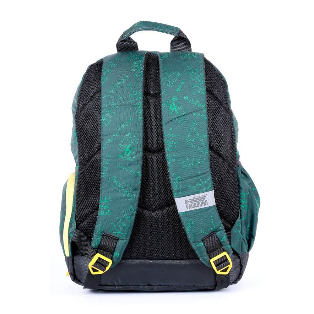 Back view of Galaxy Green School/College Bag with comfortable padded straps and durable design.