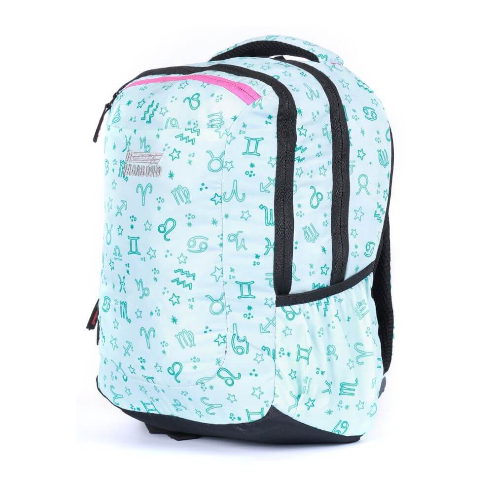 Horizon Green School/College Bag 15 inch with zodiac print, perfect for carrying books and a laptop.