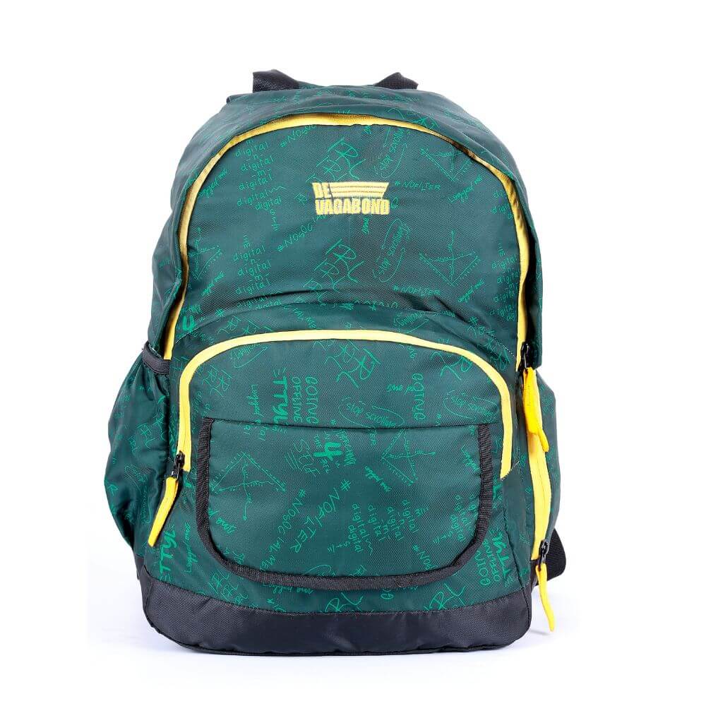 Galaxy Green School/College Bag featuring durable polyester, multiple compartments, and padded straps for comfort.