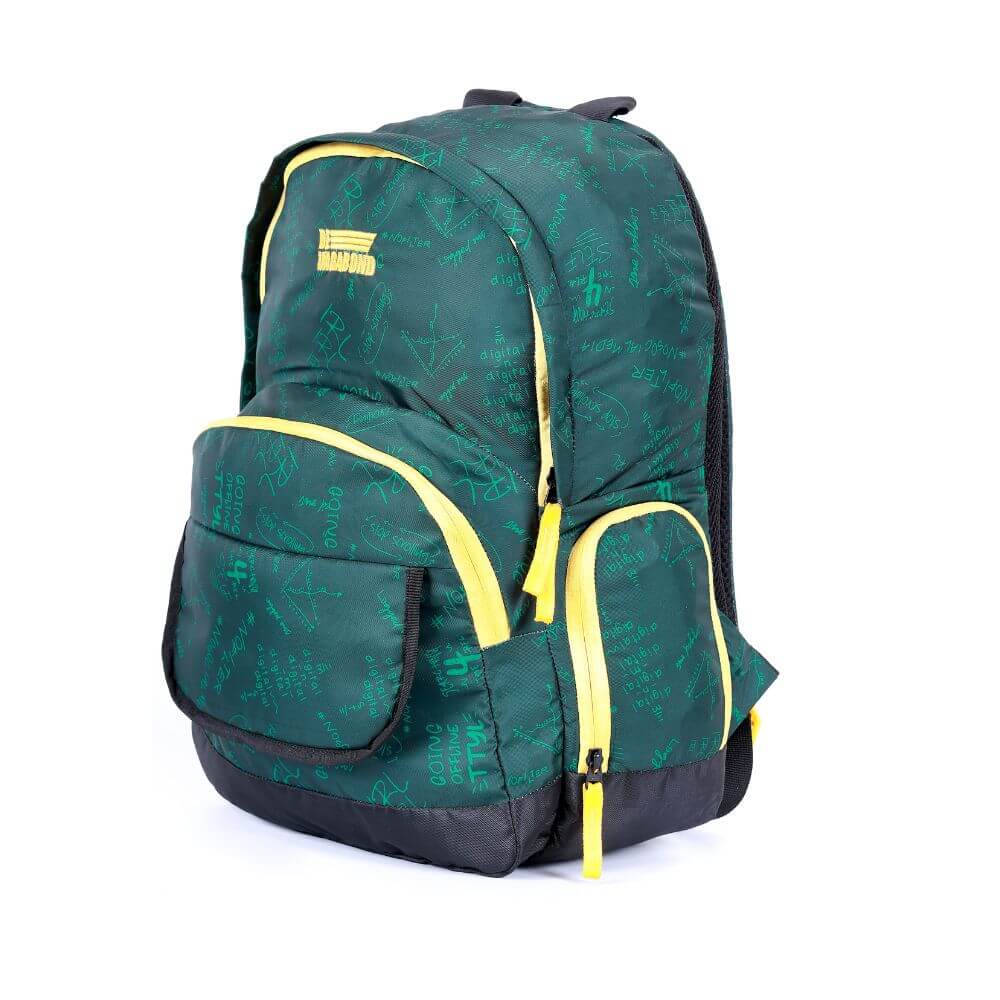 Galaxy Green School/College Bag featuring durable design, multiple compartments, and adjustable straps.