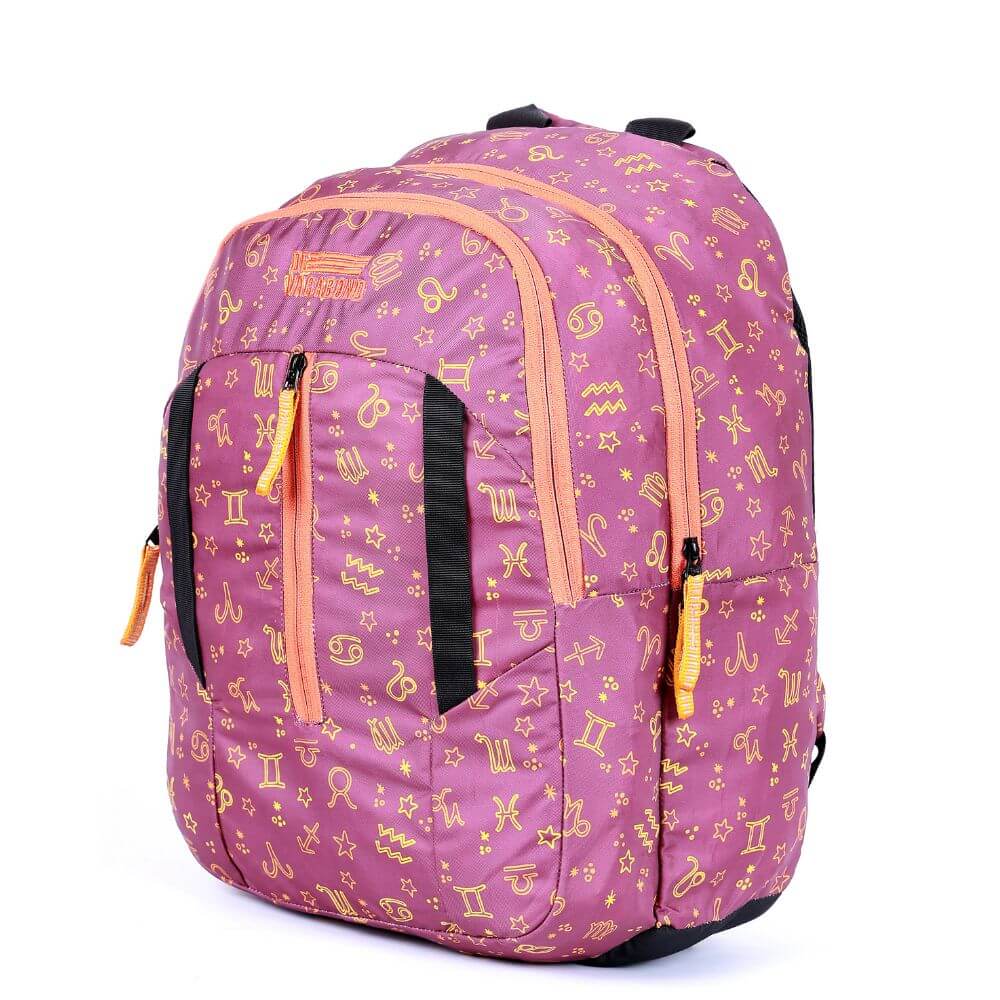 Starlight-Maroon School/College Bag with zippered compartments and side mesh pockets for water bottles.