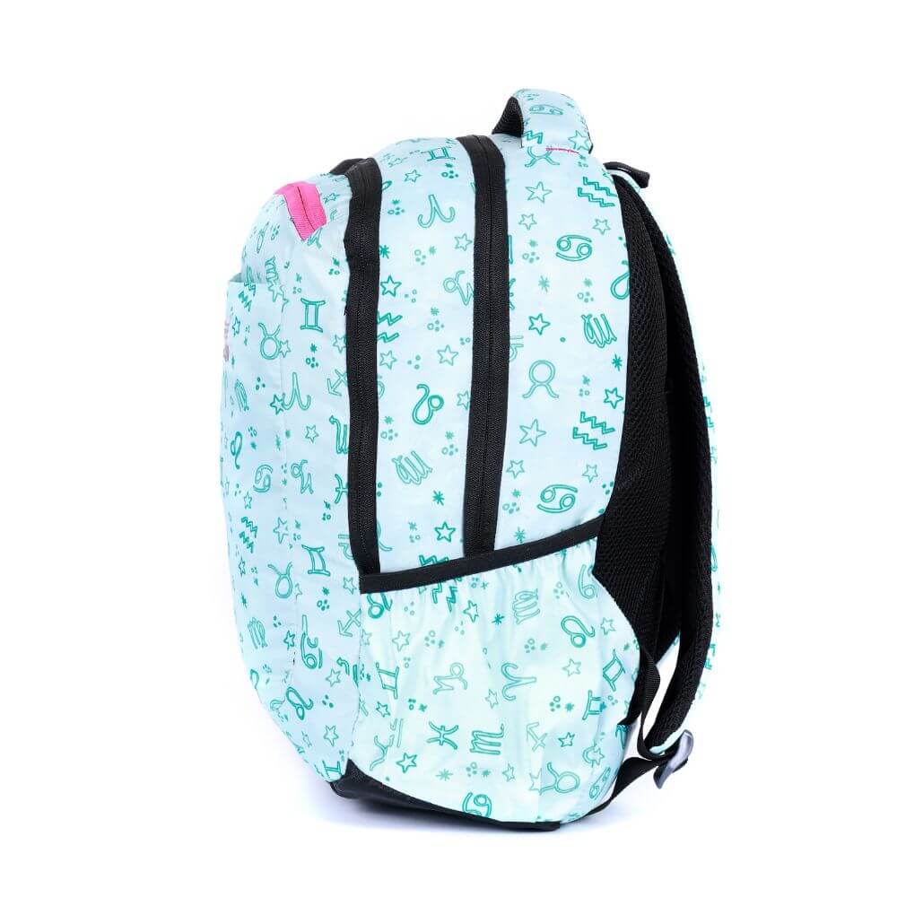 Horizon Green School/College Bag 15 inch with zodiac print, ideal for carrying laptops and books up to 15 inches.