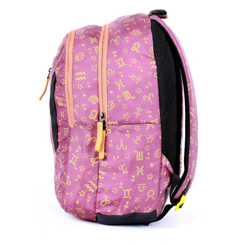 Starlight-Maroon School/College Bag with stylish patterns and zippered compartments for books and laptops.