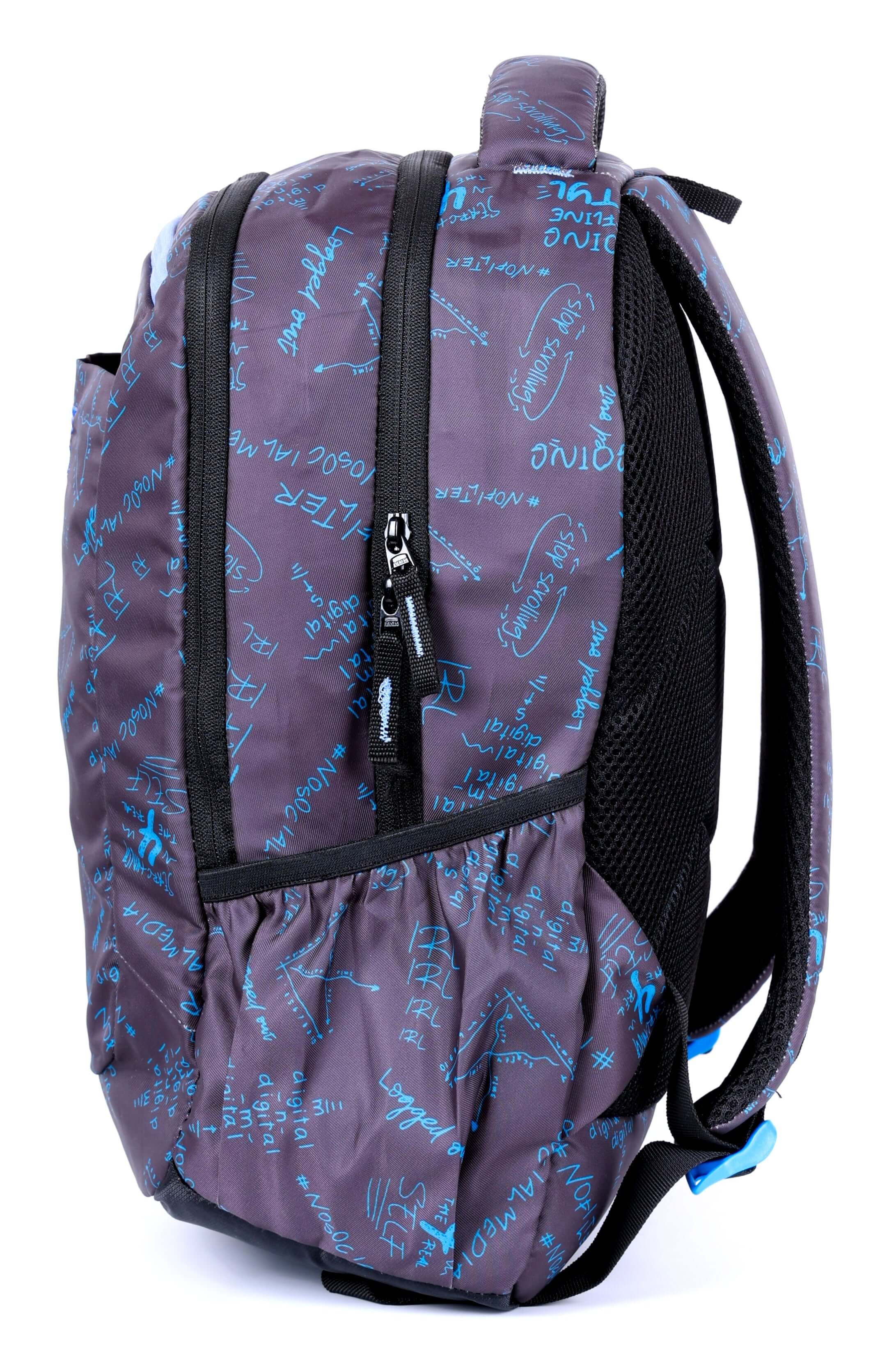 Horizon Grey School/College Bag 15 Inch Blue with graffiti design and durable material.