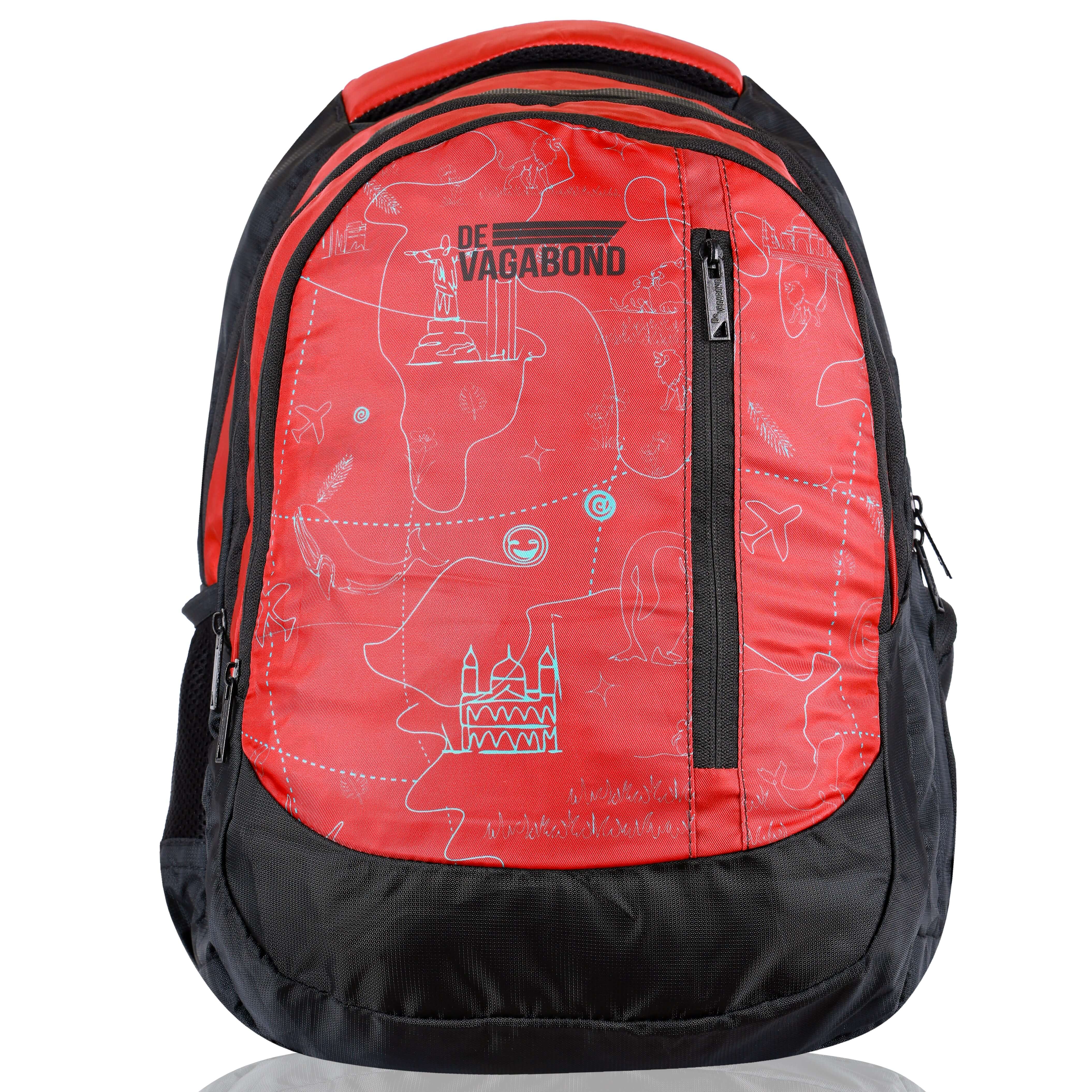 Jezz school backpack 35 L. (red) featuring durable, water-resistant fabric and multiple compartments for organization.