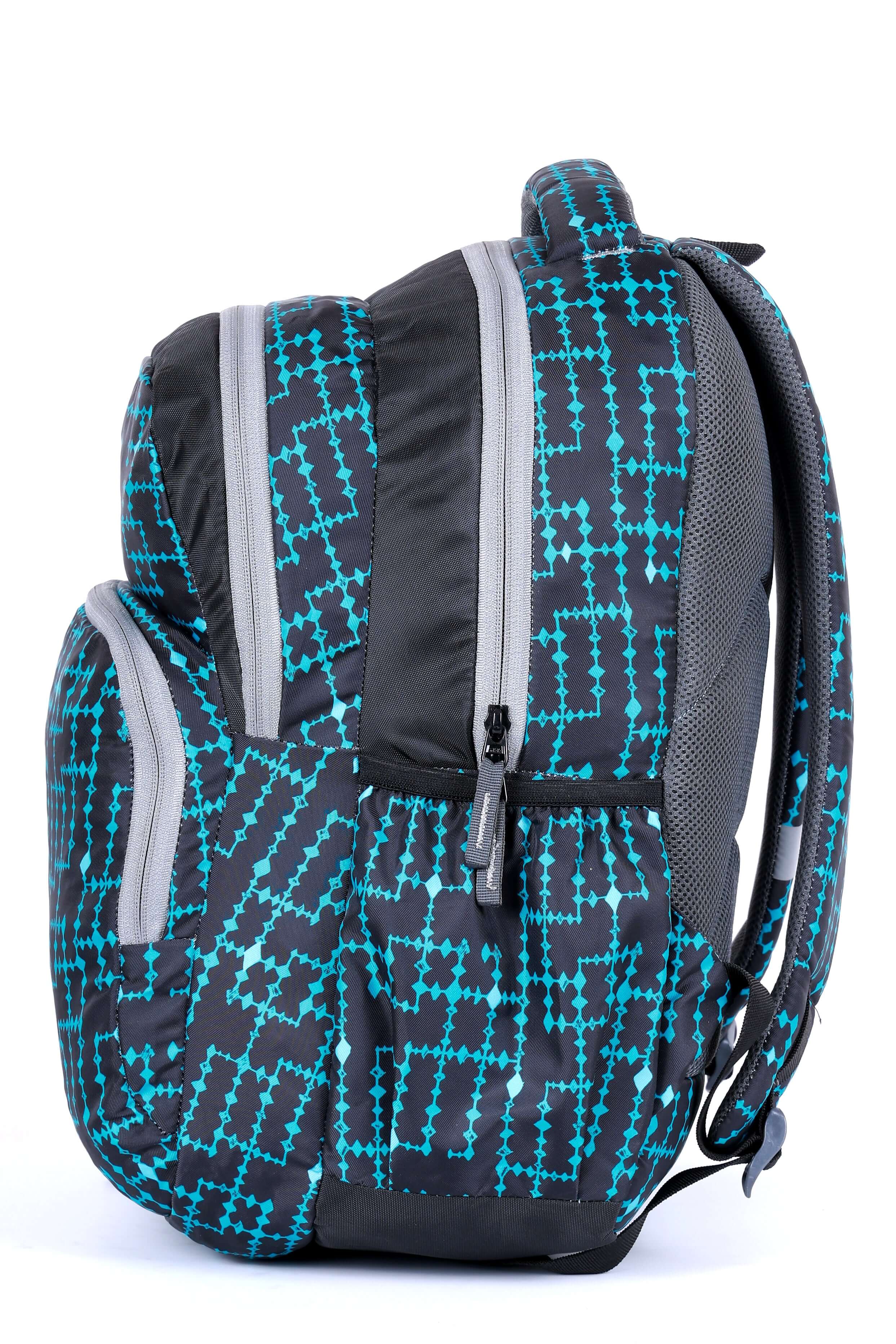 Azure Electric Casual/School Bag featuring side pockets and ergonomic design for comfort and durability.