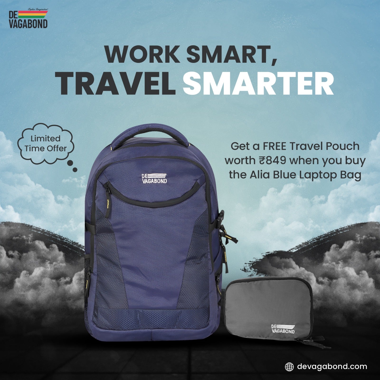 Alia Blue Laptop/Office Backpack 17 inch 35Ltr.