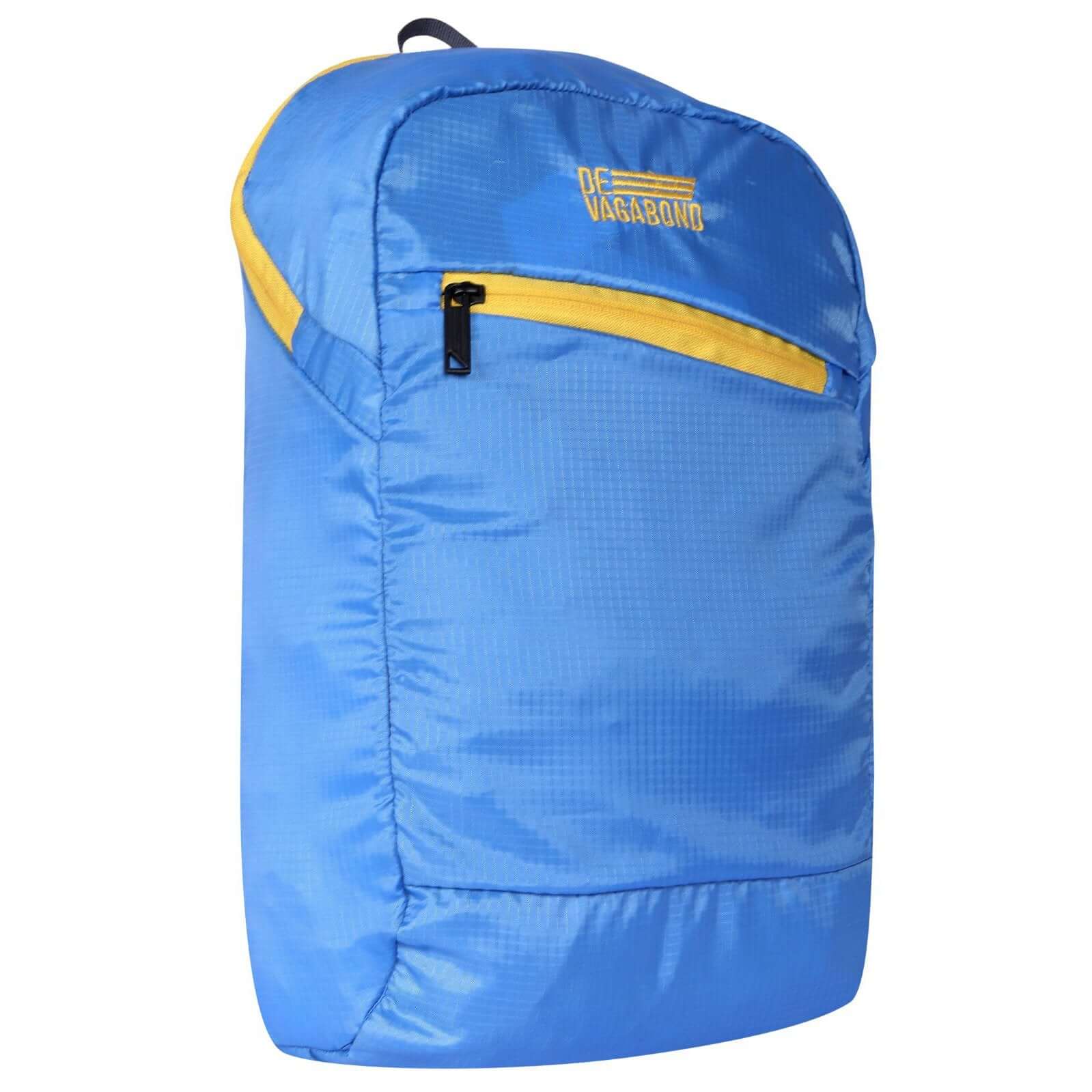 GAMA Cycling Bag Black 11 Liters side view with blue and yellow design and front zip pocket for cyclists.