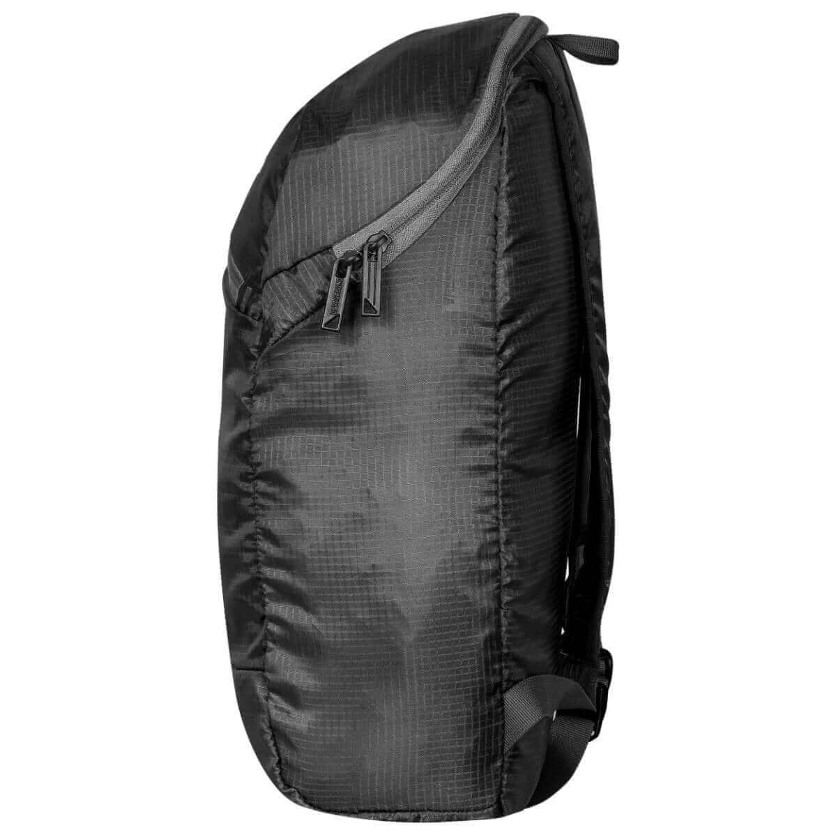 GAMA Cycling Bag Black 11 Liters side view showcasing its sleek design and zippered compartments.