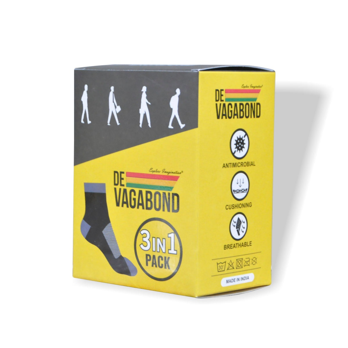 Casual Unisex Full Length Socks (Pack of 3) Original DE VAGABOND