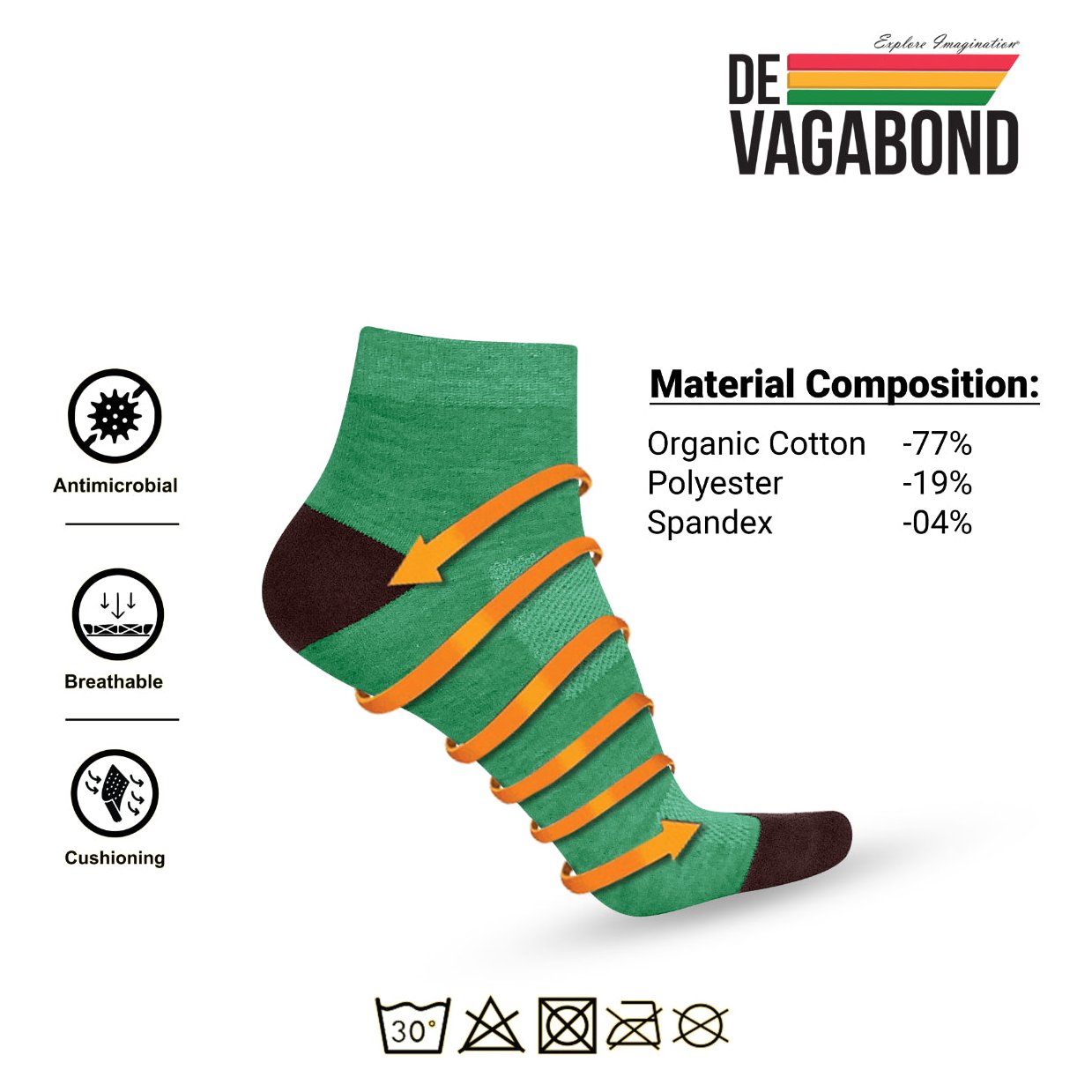 Casual Unisex Ankle Length Socks (Pack of 3) Original DEVAGABOND