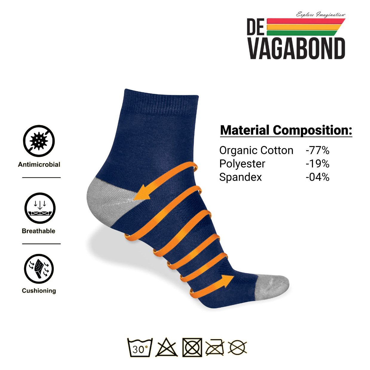 Casual Unisex Full Length Socks (Pack of 3) Original DE VAGABOND