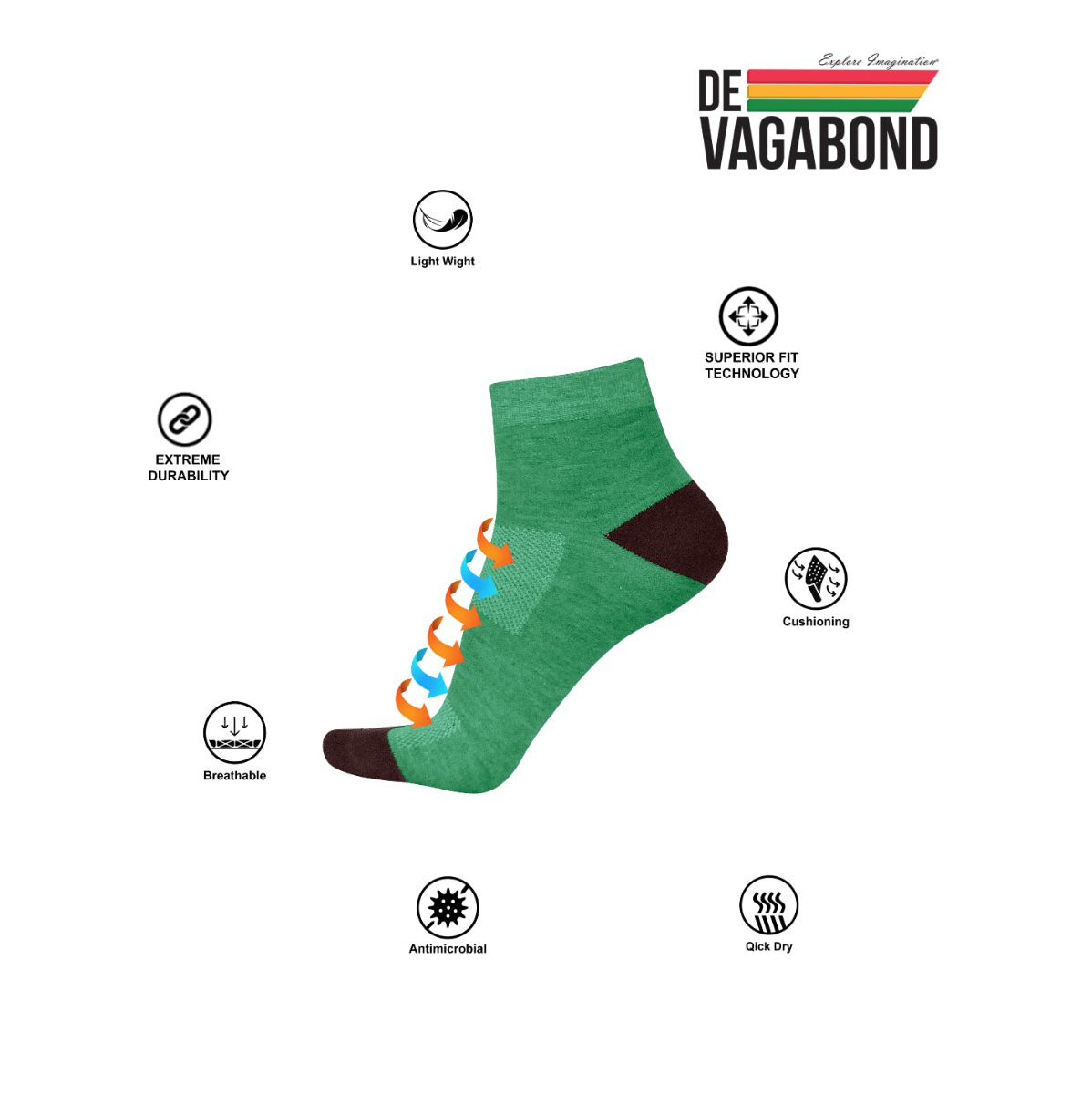 Casual Unisex Ankle Length Socks (Pack of 3) Original DEVAGABOND