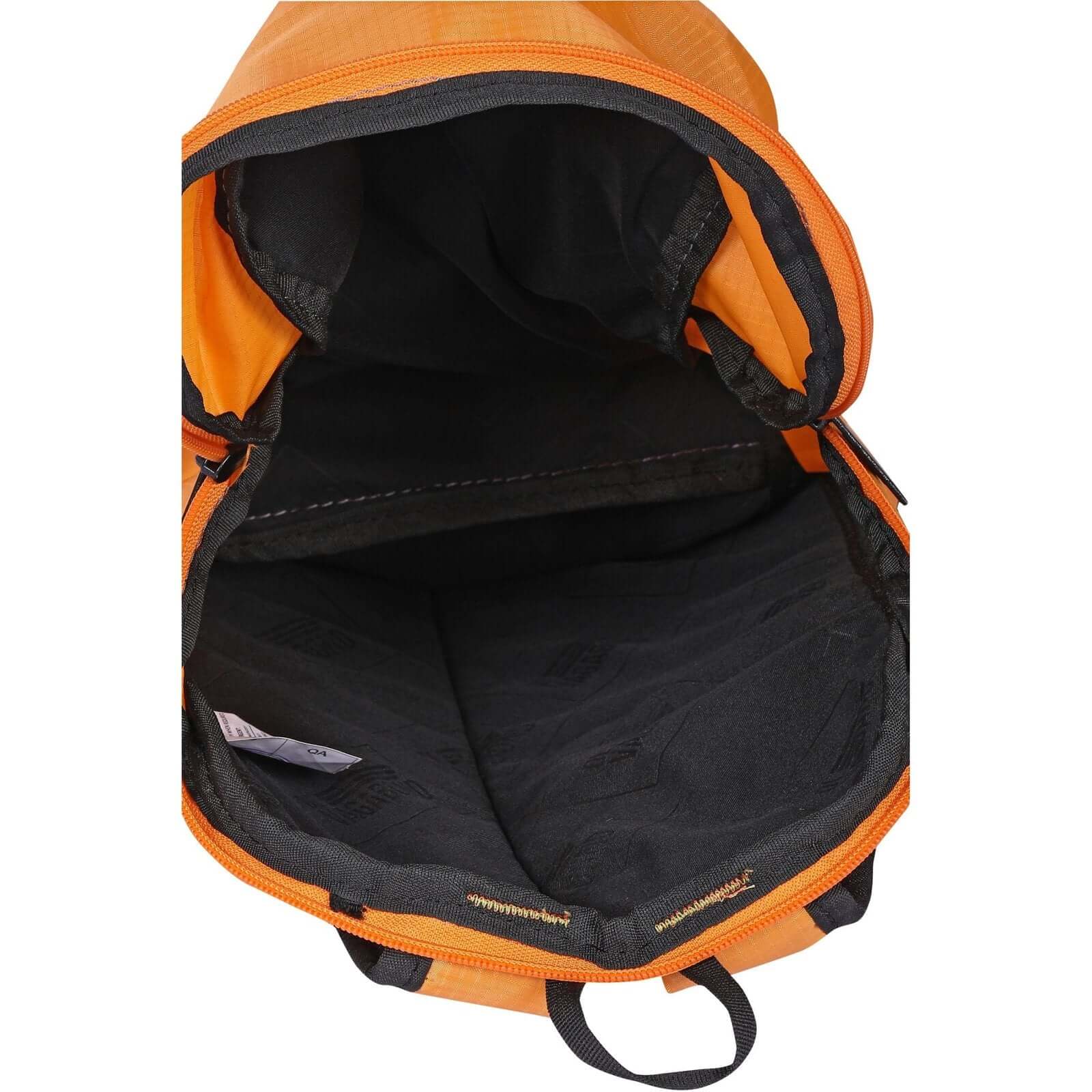 Inside view of GAMA Cycling Bag Black 11 Liters showcasing spacious compartments for cycling essentials.