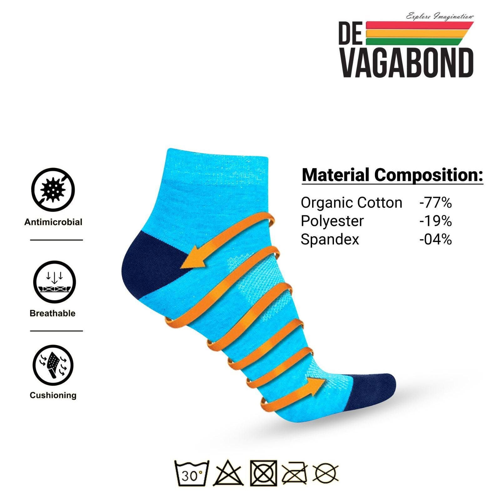 Casual Unisex Ankle Length Socks (Pack of 3) Original DEVAGABOND