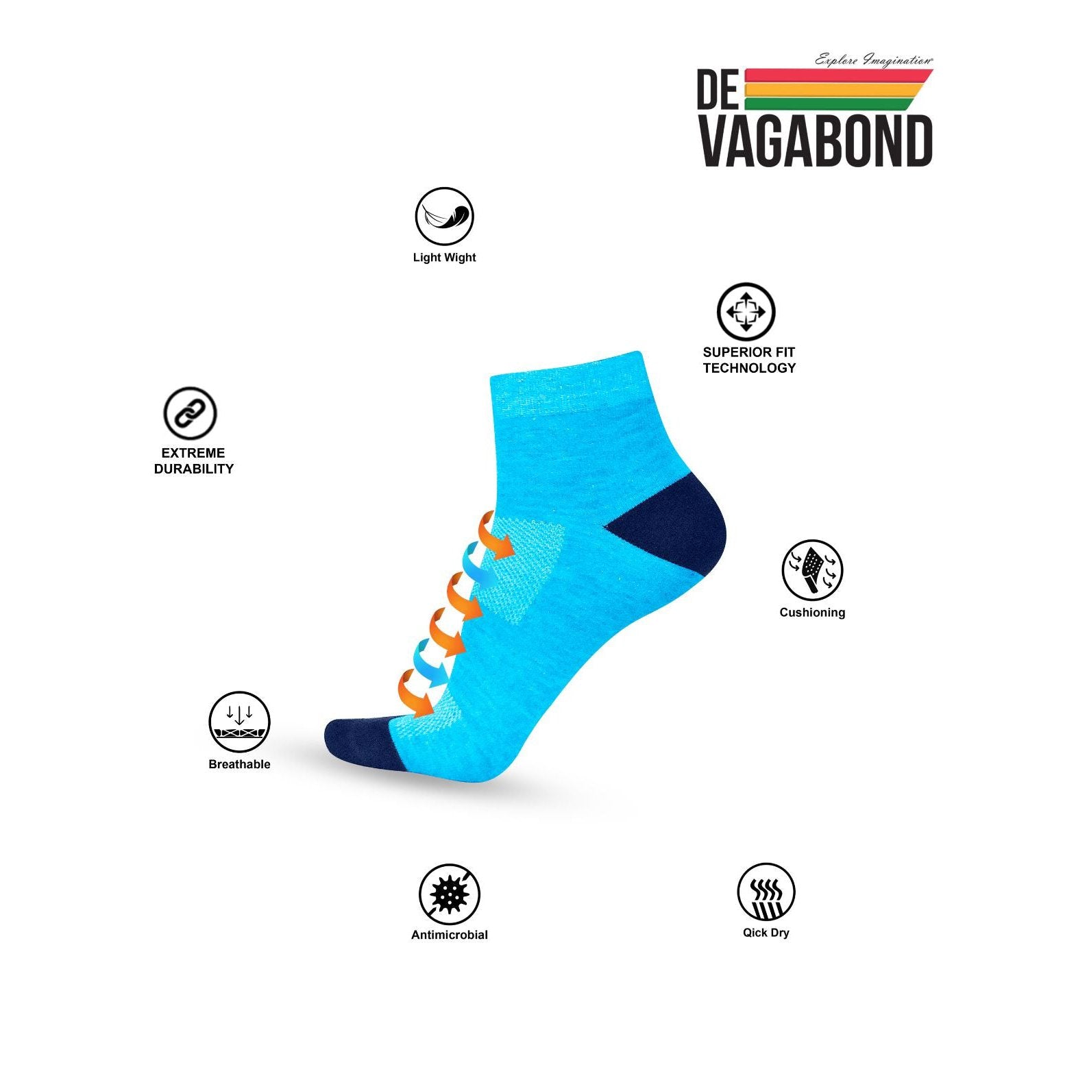 Casual Unisex Ankle Length Socks (Pack of 3) Original DEVAGABOND