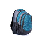 Jezz Casual Unisex School Bag 38 Liters (Blue) showcased from the side, featuring durable fabric and multiple compartments.