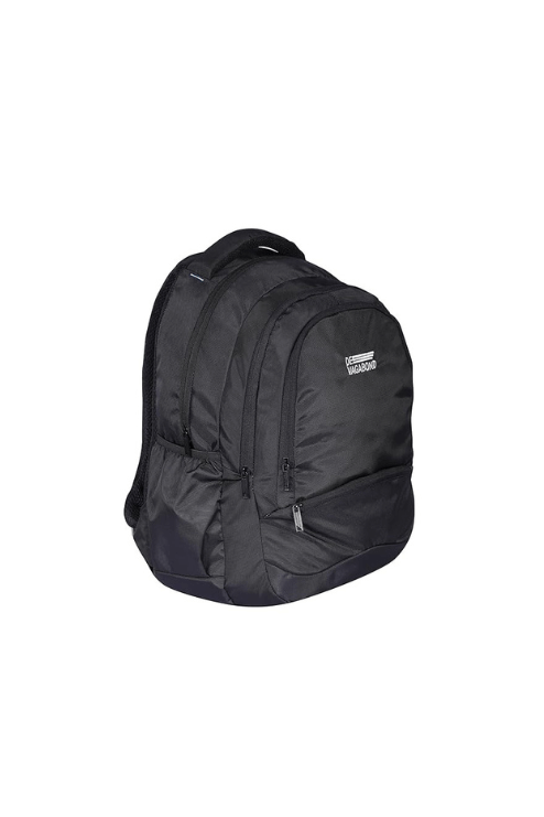 Sagus School Bag (Black) featuring multiple compartments and padded shoulder straps for comfort.