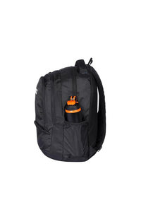 Sagus School Bag (Black) side view with water bottle holder and multi-compartment design for school essentials.