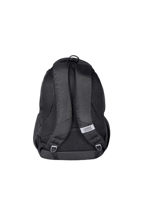 Sagus School Bag (Black) showing padded shoulder straps and mesh panel for comfort and breathability.