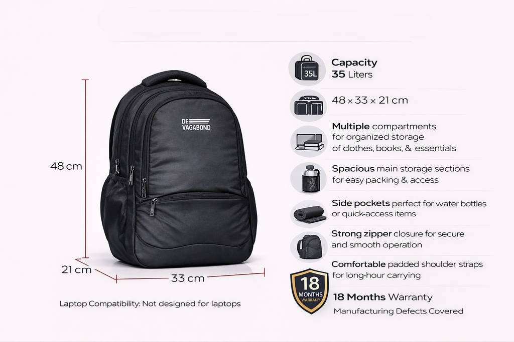 Sagus casual office  Bagpack  (Black) men women 35 ltrs with Organiser