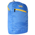GAMA Cycling Bag Black 11 Liters side view with blue and yellow design and front zip pocket for cyclists.